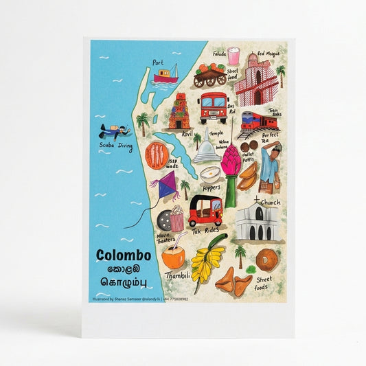 Colombo Quirk Map Postcard