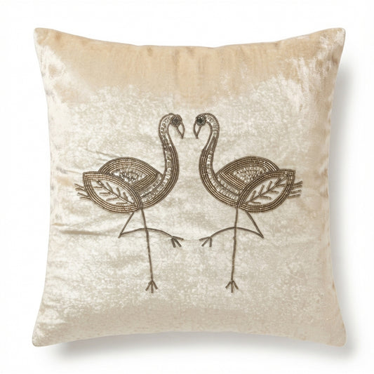 Ivory Flamingo Cushion Cover