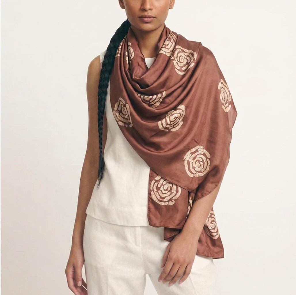 Mocha Rose Batik Shawl