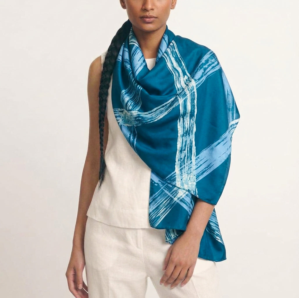 Midnight Blue Batik Shawl
