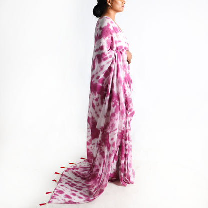 Magenta Mist Tie-Dye Saree