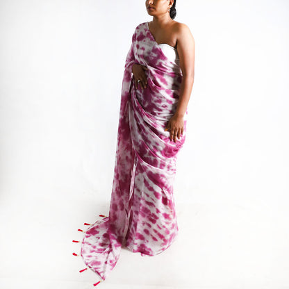 Magenta Mist Tie-Dye Saree