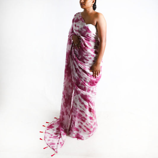 Magenta Mist Tie-Dye Saree