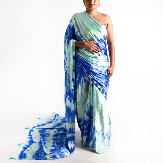 Ocean Breeze Silk Tie-Dye Saree