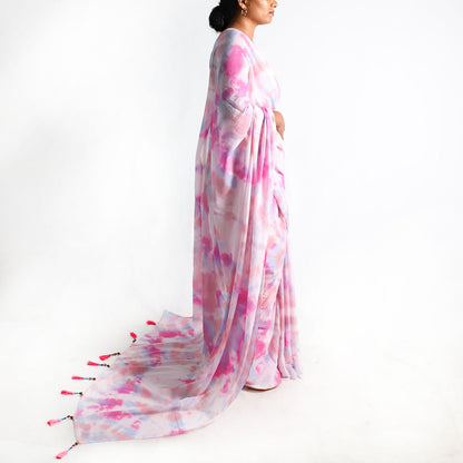 Pastel Dreams Tie-Dye Saree