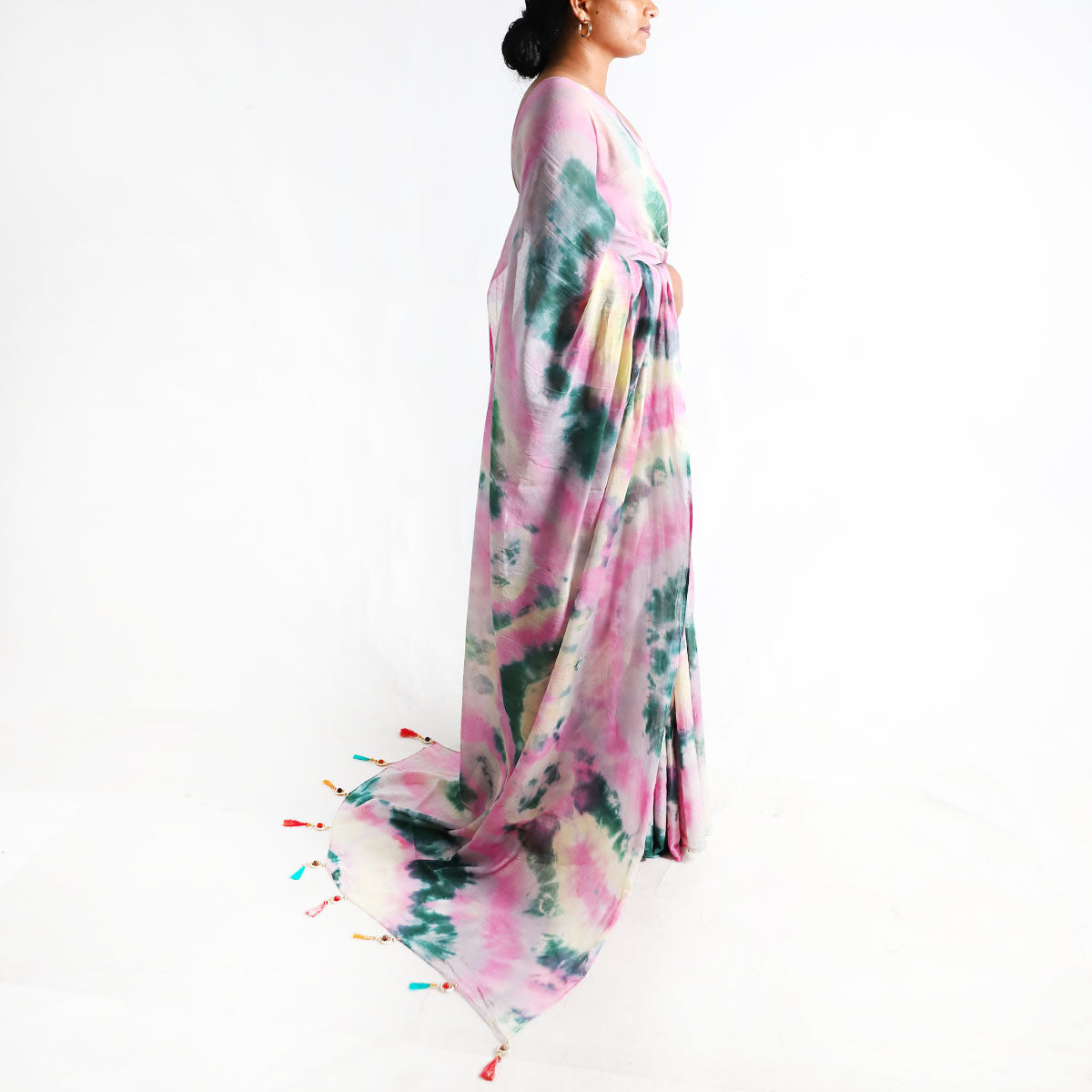 Floral Whisper Tie-Dye Saree
