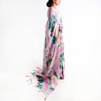 Floral Whisper Tie-Dye Saree