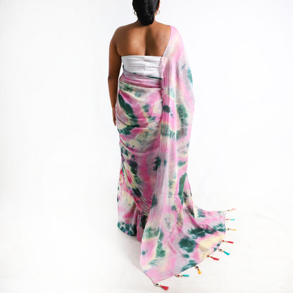 Floral Whisper Tie-Dye Saree