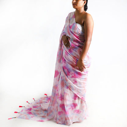 Pastel Dreams Tie-Dye Saree