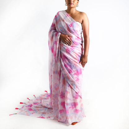 Pastel Dreams Tie-Dye Saree