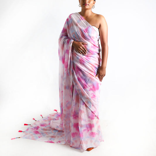 Pastel Dreams Tie-Dye Saree