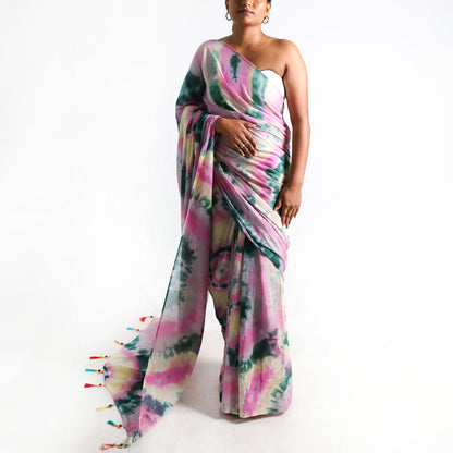 Floral Whisper Tie-Dye Saree