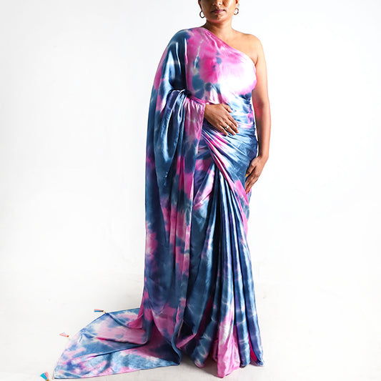 Berry Fusion Silk Tie-Dye Saree