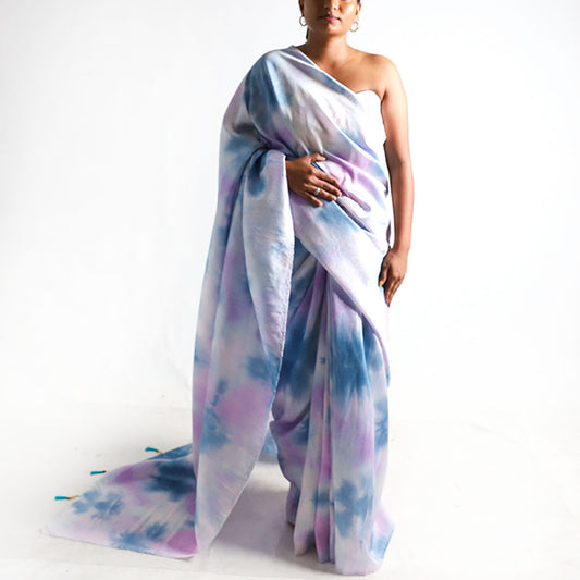 Lavender Mist Silk Tie-Dye Saree