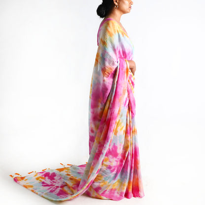 Electric Carnival Tie-Dye Saree