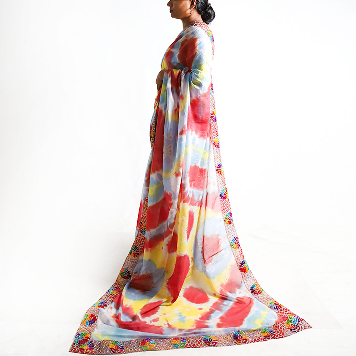 Rainbow Sunrise Tie-Dye Saree