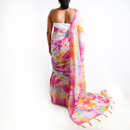 Electric Carnival Tie-Dye Saree