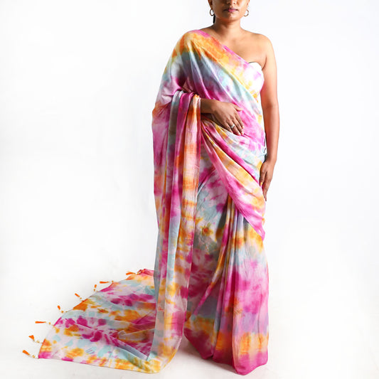 Electric Carnival Tie-Dye Saree