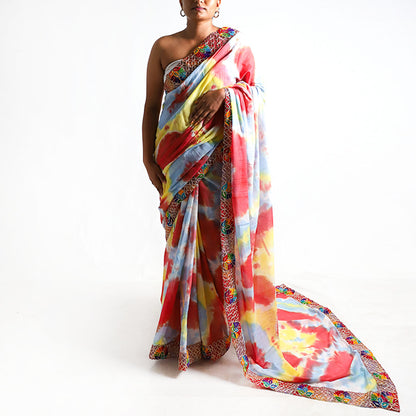 Rainbow Sunrise Tie-Dye Saree