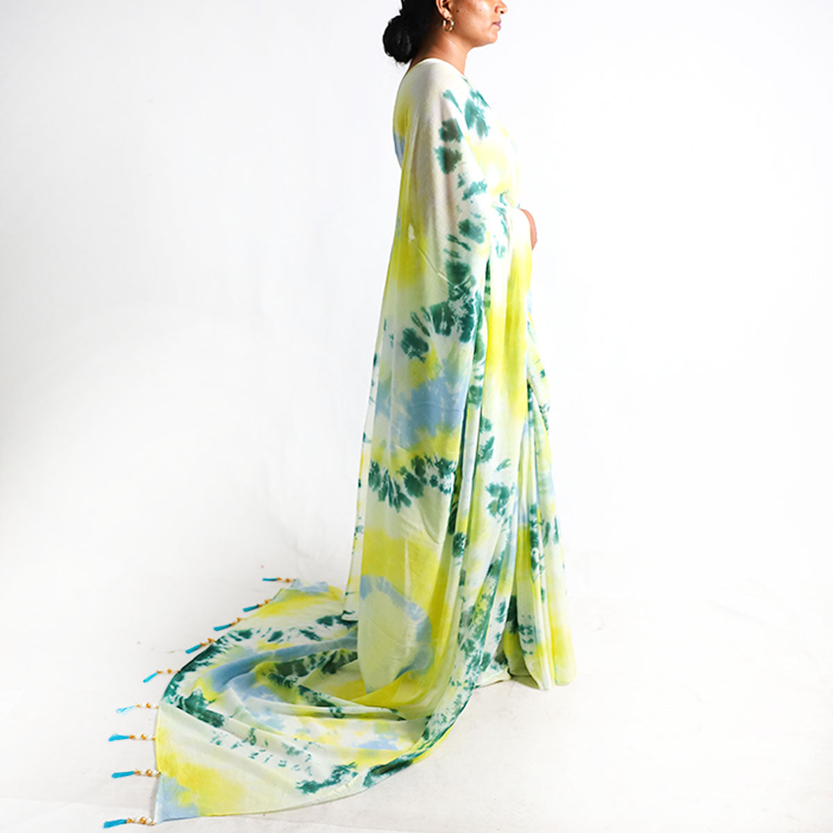 Spring Leaf Tie-Dye Saree