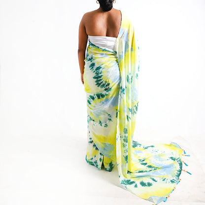 Spring Leaf Tie-Dye Saree