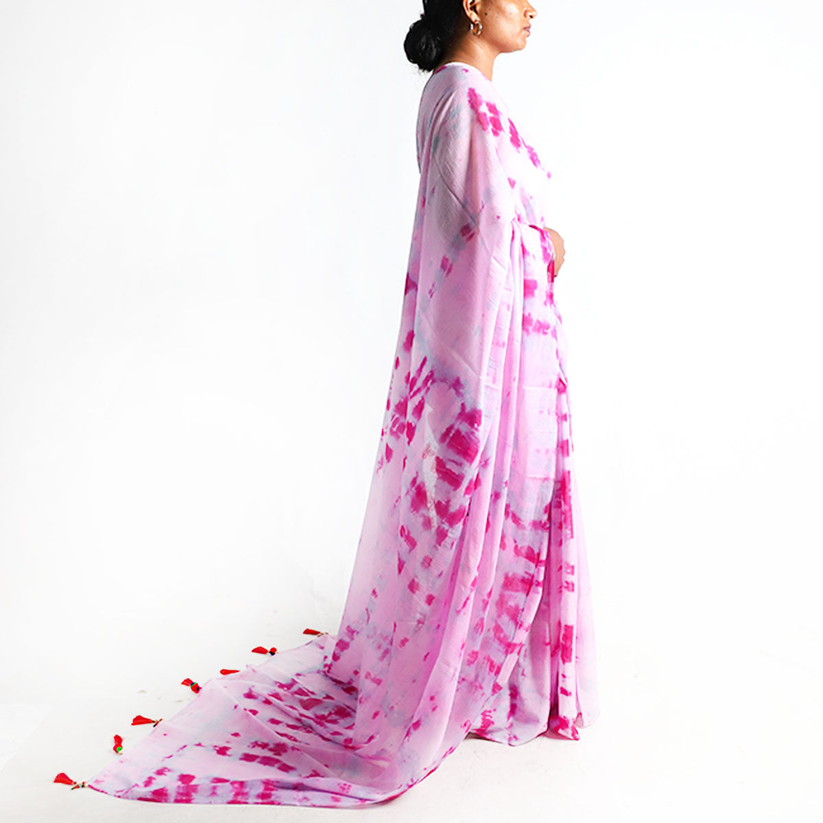 Blushing Magenta Tie-Dye Saree