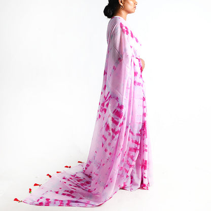 Blushing Magenta Tie-Dye Saree