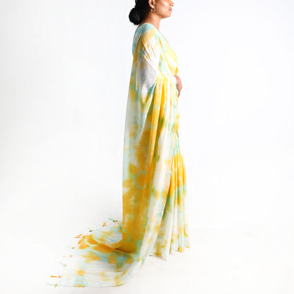 Verdant Glow Tie-Dye Saree