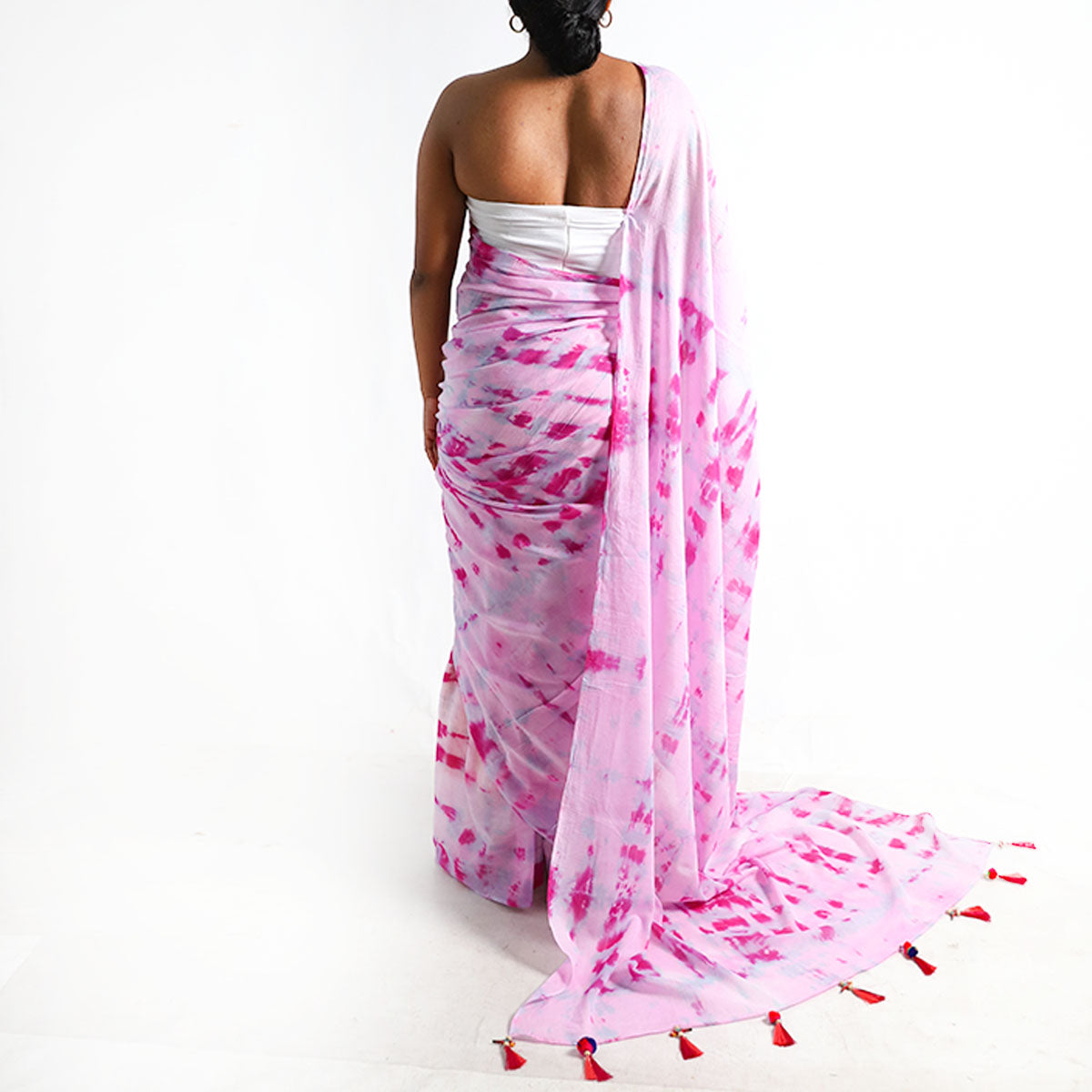 Blushing Magenta Tie-Dye Saree
