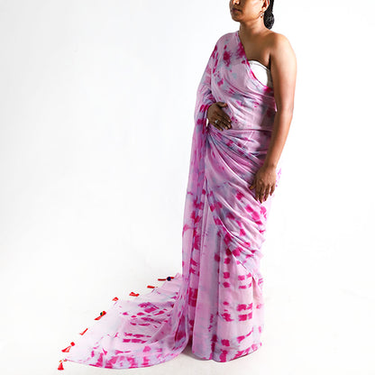Blushing Magenta Tie-Dye Saree