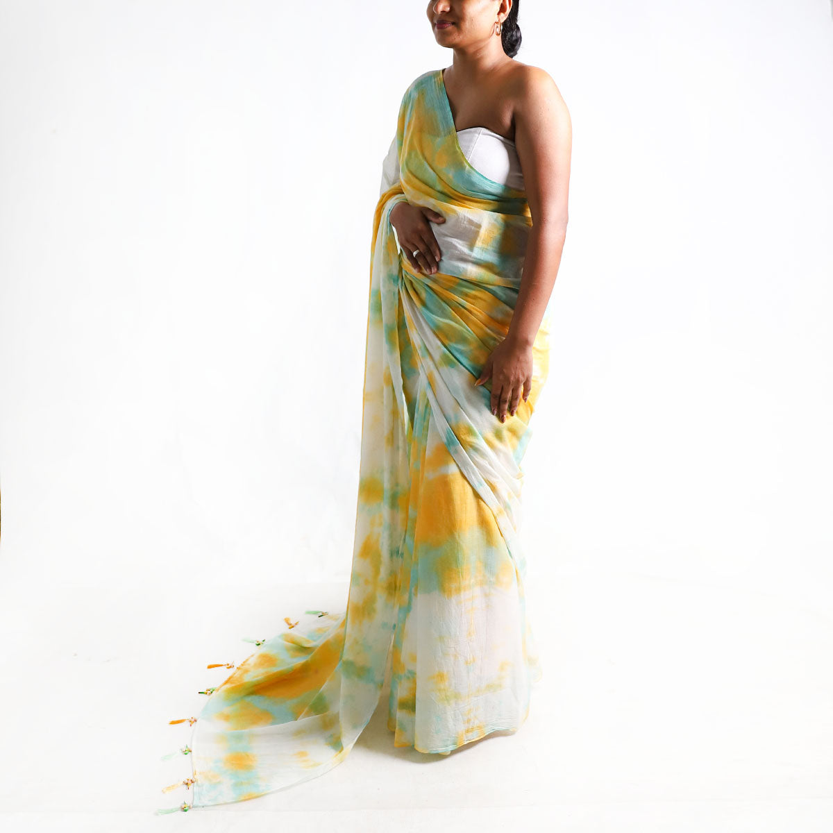 Verdant Glow Tie-Dye Saree