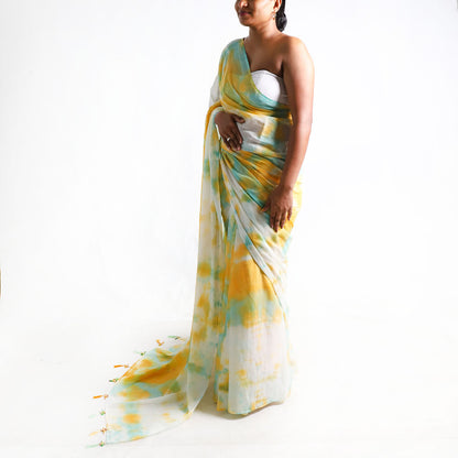 Verdant Glow Tie-Dye Saree