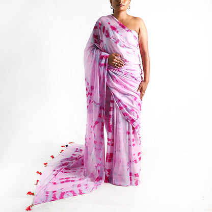 Blushing Magenta Tie-Dye Saree