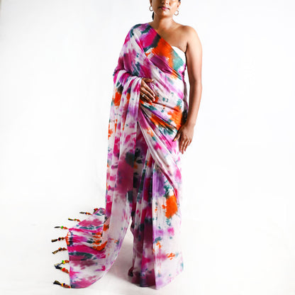 Petal Fusion Tie-Dye Saree