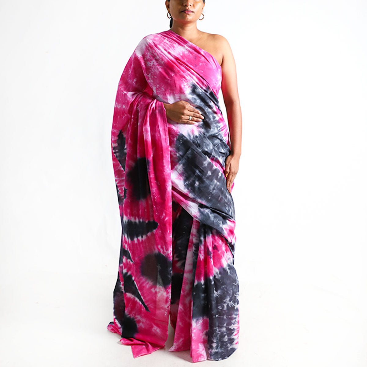 Midnight Bloom Tie-Dye Saree