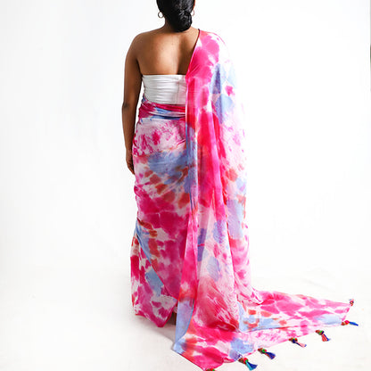 Berry Sunset Tie-Dye Saree