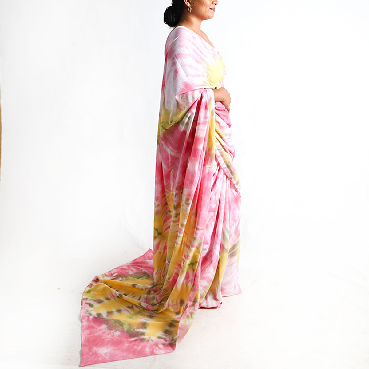 Peach Glow Tie-Dye Saree