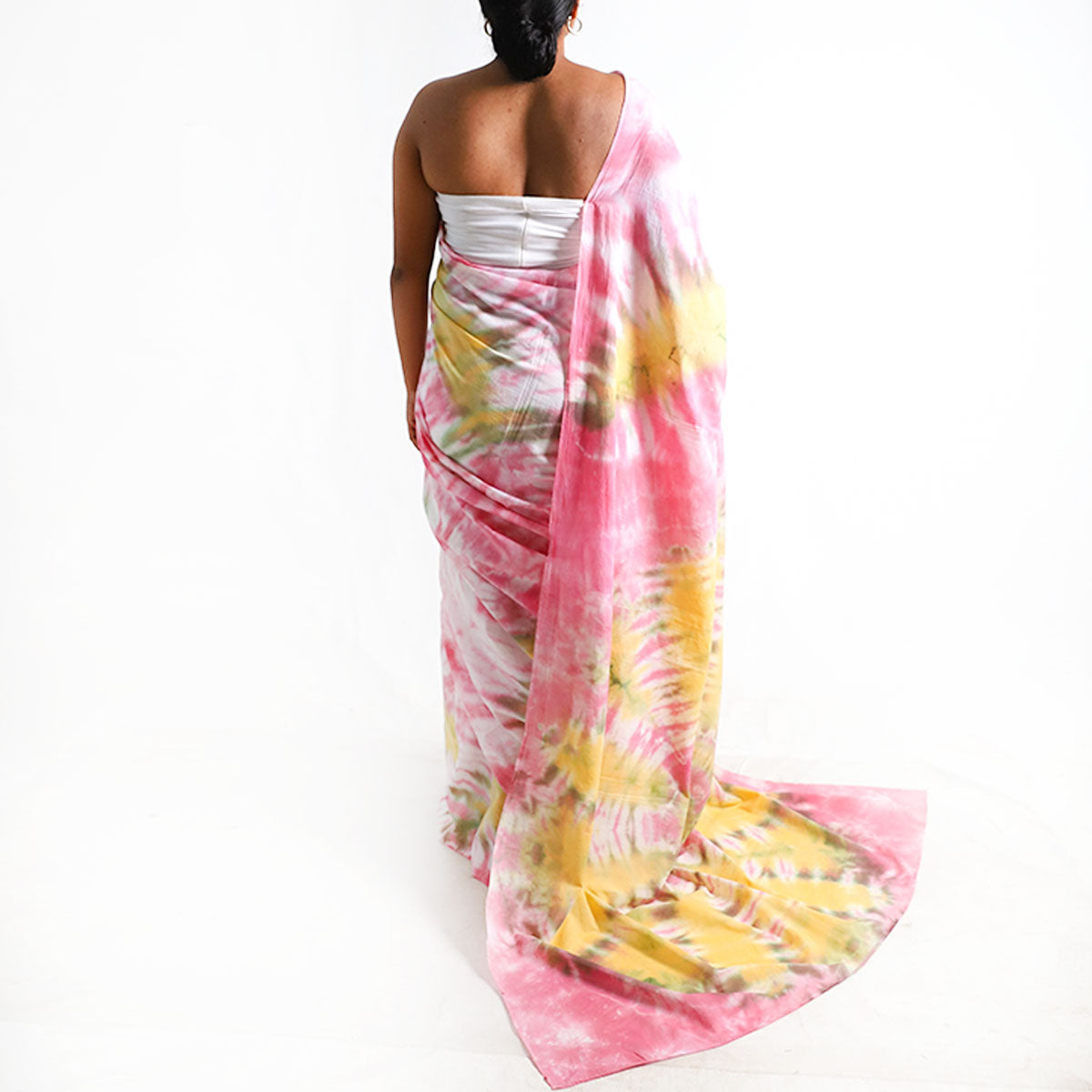 Peach Glow Tie-Dye Saree