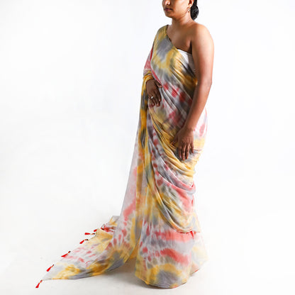 Dusky Sunset Tie-Dye Saree