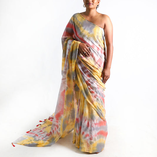 Dusky Sunset Tie-Dye Saree