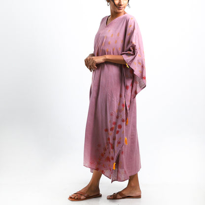 Violet Block Print Kaftan