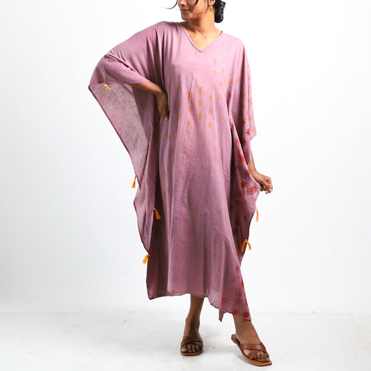 Violet Block Print Kaftan
