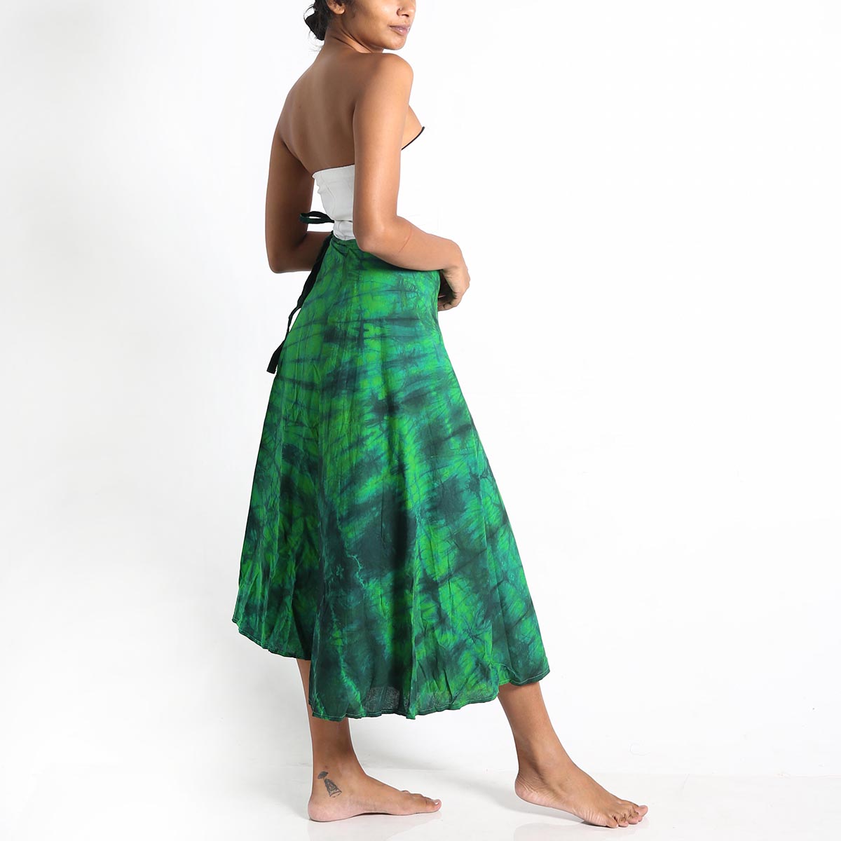 Emerald Green Tie-Dye Wrap Skirt