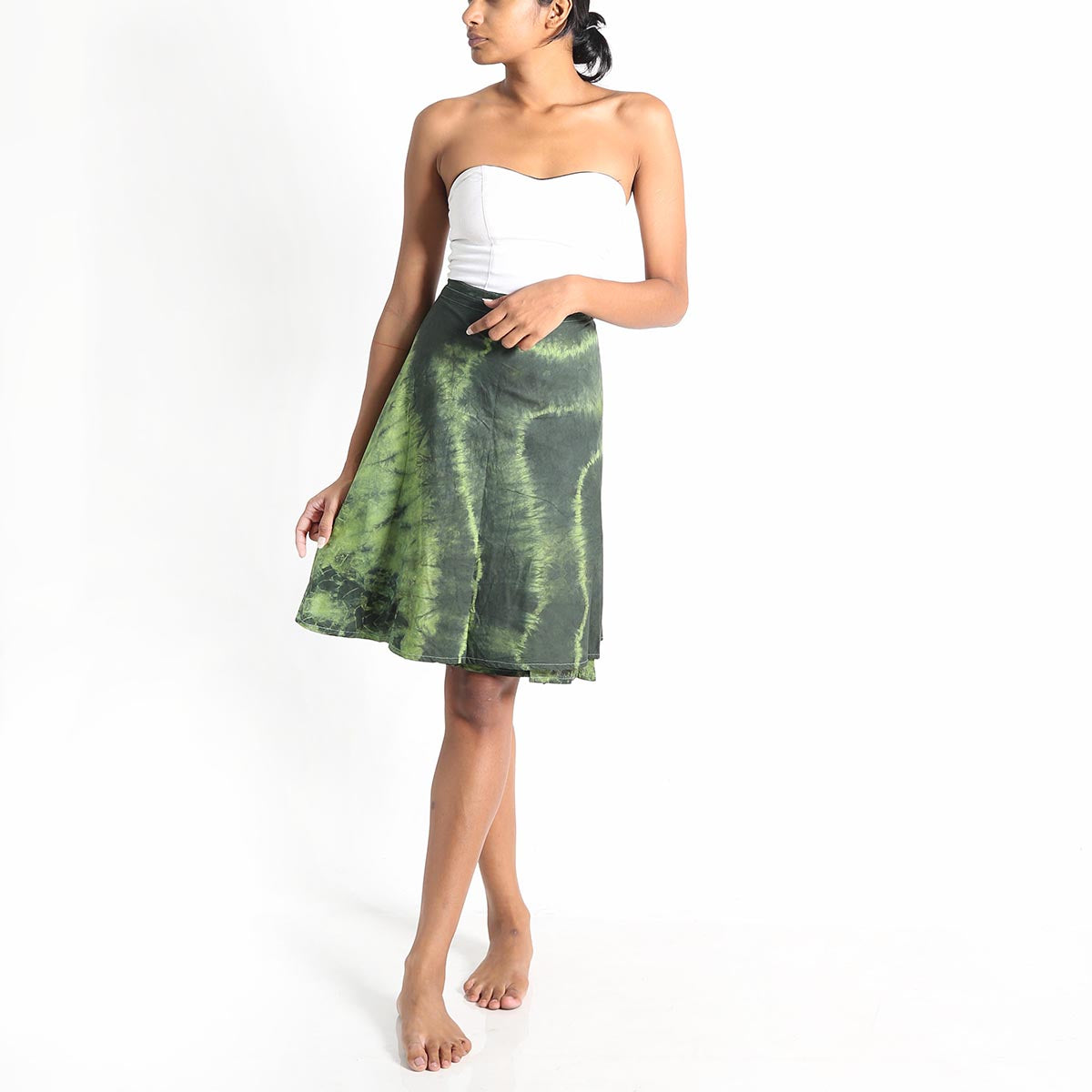 Olive Tie-Dye Wrap Skirt
