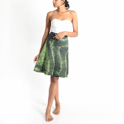 Olive Tie-Dye Wrap Skirt