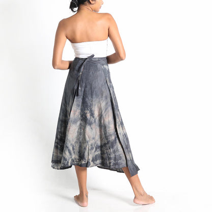 Grey Hues Tie-Dye Wrap Skirt