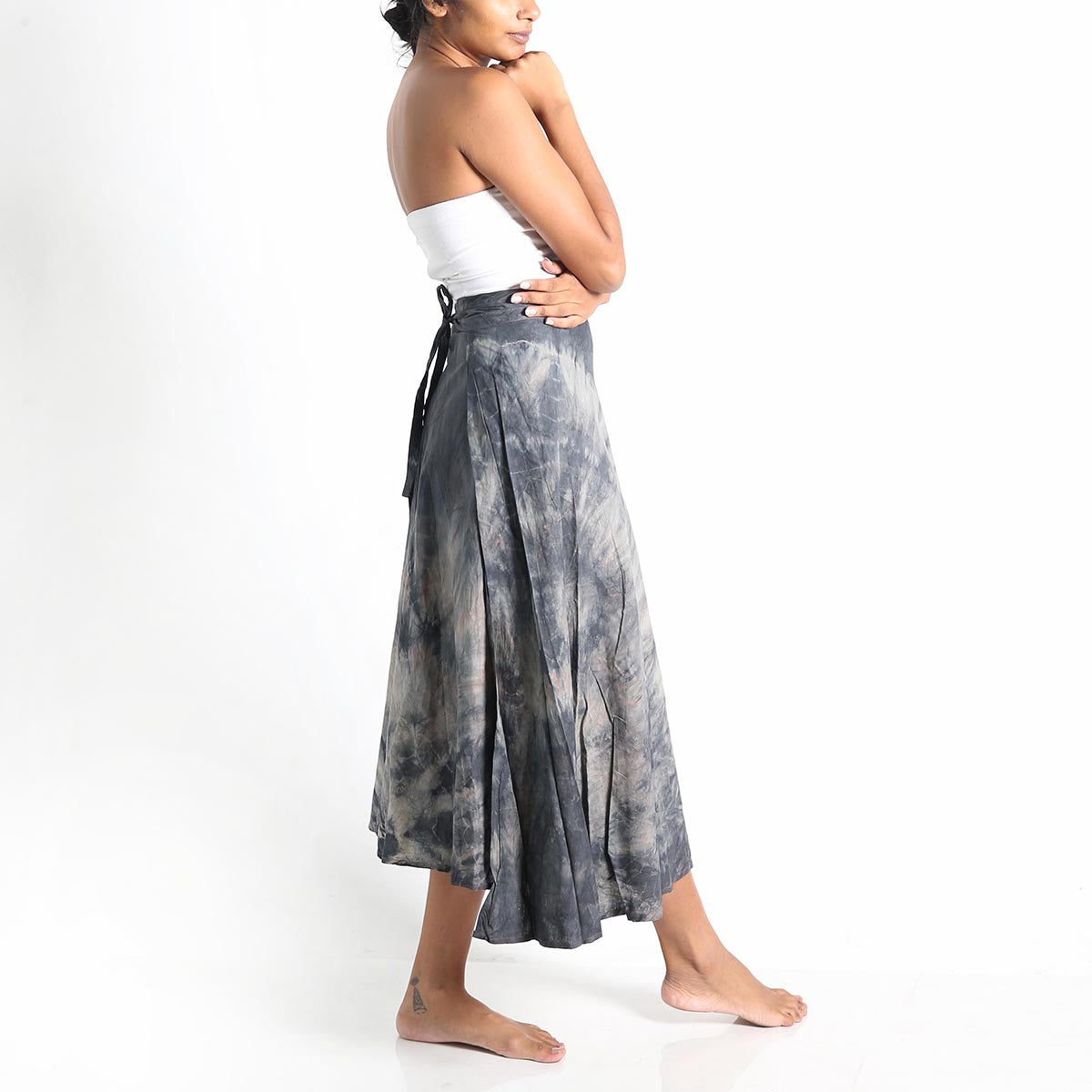 Grey Hues Tie-Dye Wrap Skirt