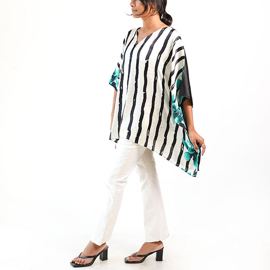 Azure Stripes Batik Top