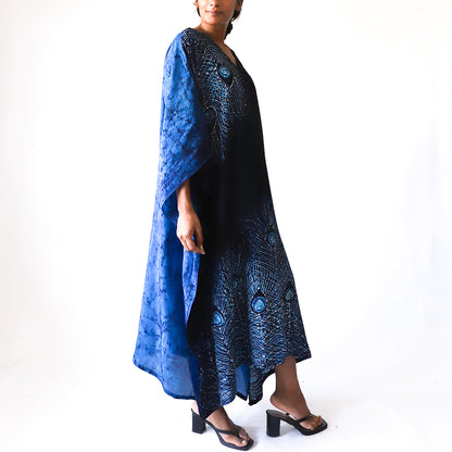 Peacock Grace Batik Kaftan