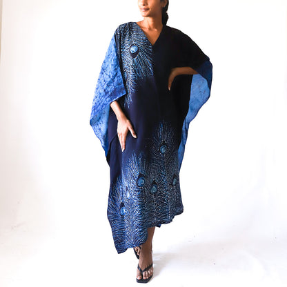 Peacock Grace Batik Kaftan